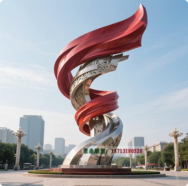 城市文明之光:广场不锈钢抽象文明薪火雕塑 城市文明之光:广场不锈钢抽象文明薪火雕塑